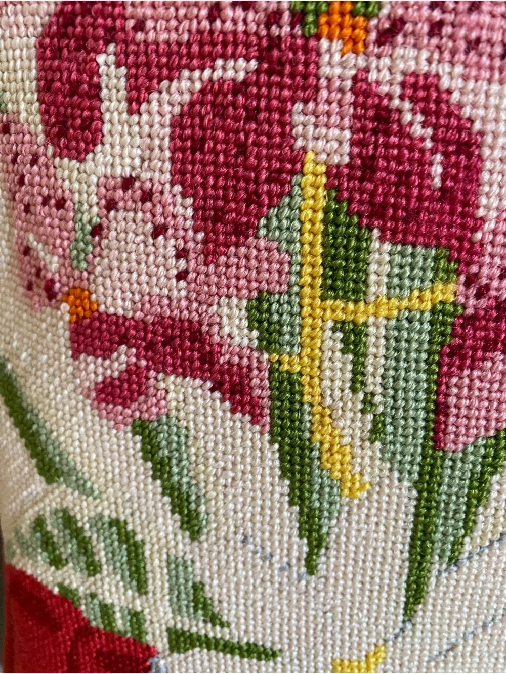 Vintage Vibrant Topical Floral Tapestry Needlepoint Throw Pillow